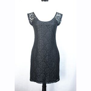 Nollie Womens Small Black Floral Lace Dress Mini Bodycon Size L